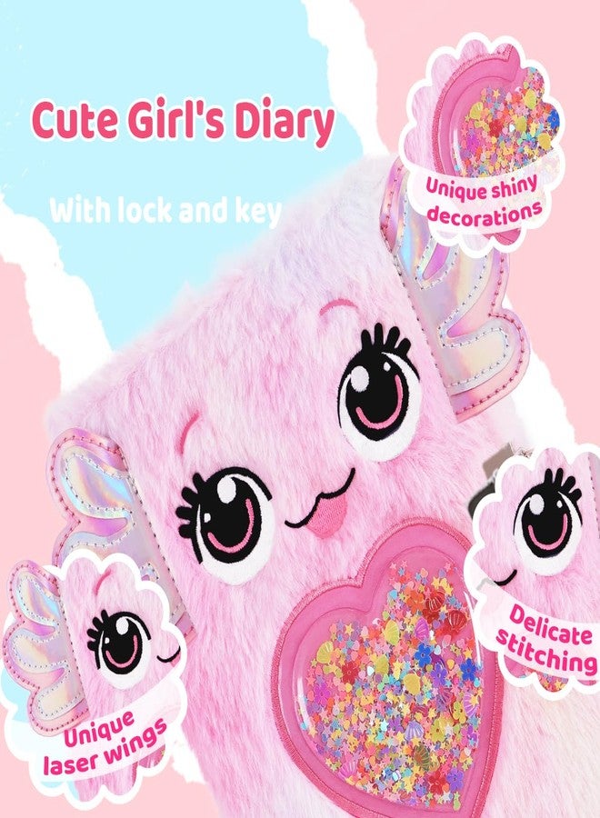 PrinBarBee Axolotl Diary for Girls with lock and keys, Kids Journal School Travel Notebook Gift Set for Writing and Drawing,Multicolored Pen, Stickers, Birthday Gift for Girls ages 6-8 - Image 2